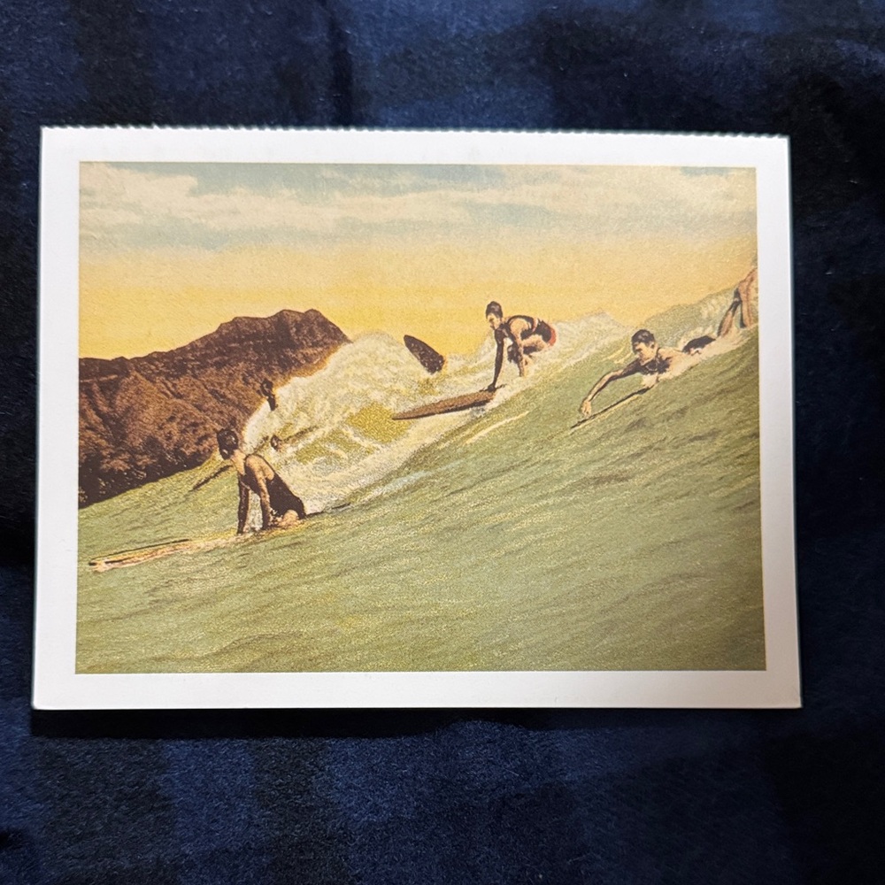 Vintage Surfing Art Print - Green and Yellow